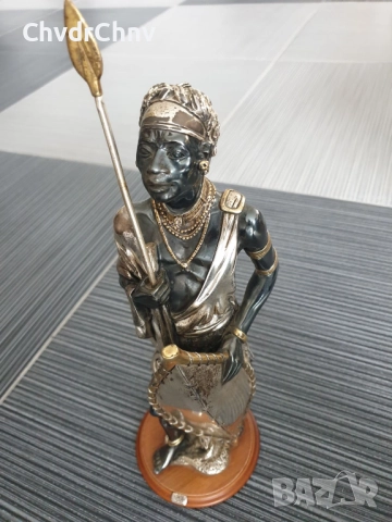 CIARTE Blackmoor статуетка посребрен резин 39см/италианска фигура на негър-войн/злато-сребро 925