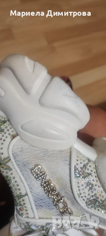 Бели кожени маратонки на платформа, снимка 4 - Маратонки - 52366373