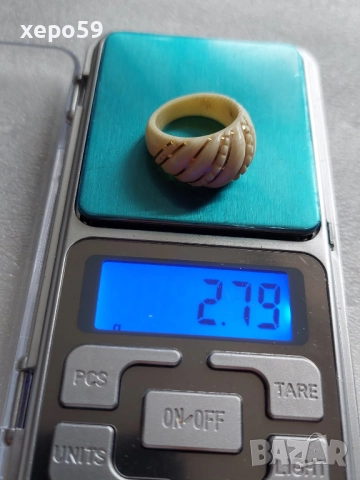 Рядък дамски пръстен от слонова кост,украсен с 14 каратово злато, снимка 10 - Пръстени - 52432228