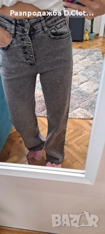 дънки широк крачол с висока талия , снимка 4 - Дънки - 47402418