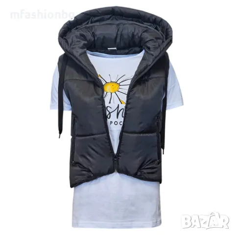 Дамски къс елек с качулка, 3 Цвята, Нов модел, снимка 6 - Елеци - 49557244