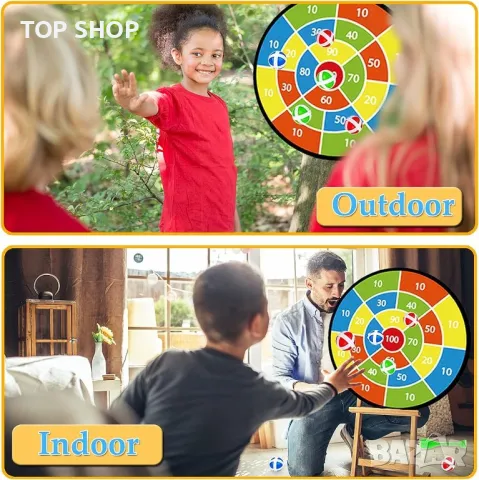 Дартс дъска за деца - 74 см двустранна велкро дъска за дартс, снимка 4 - Игри и пъзели - 49511638