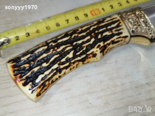 НОЖ-МАСИВЕН,ЗЛАТО И РОГ 2602261818, снимка 9 - Ножове - 53636693