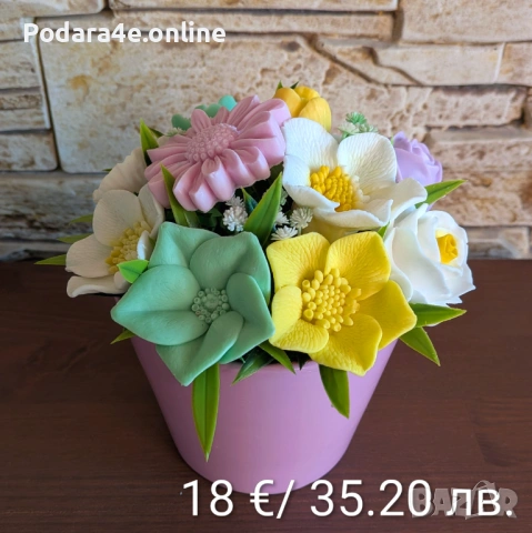 Вечни букети от ароматни сапунени цветя. Подходящ подарък за всеки повод , снимка 17 - Декорация за дома - 53464138