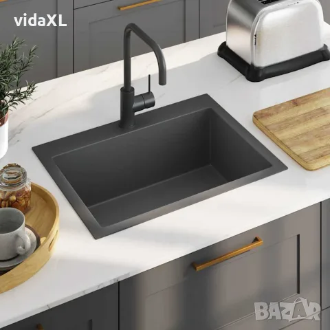 vidaXL Ръчно изработена кухненска мивка, черна, неръждаема стомана, снимка 2 - Мивки - 56147702