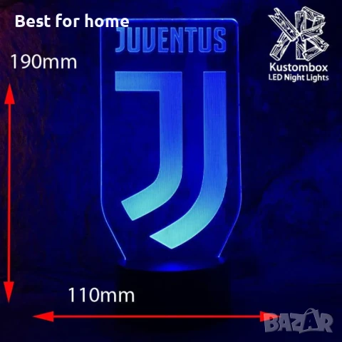 3D LED нощна лампа на футболен клуб ЮВЕНТУС, снимка 3 - Лед осветление - 50584644