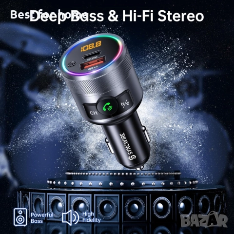 Syncwire Bluetooth 5.4 FM трансмитер за кола, снимка 5 - Други - 52693512