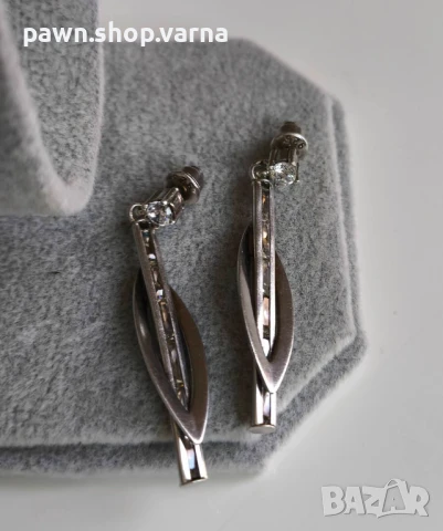 Нови сребърни обеци с фианити – проба 925, снимка 4 - Обеци - 50925617