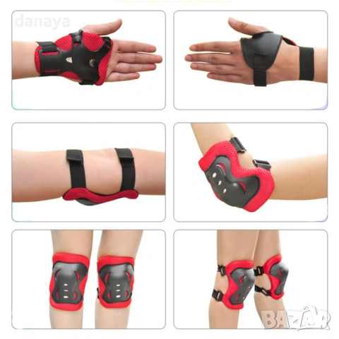 6470 Детски защитен комплект наколенки, лакътници и протектори за китки, 6 части, снимка 3 - Други - 53811701