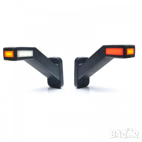 Комплект LED габарити тип рогче Е-Mark, неон ефект за камион , ремарке 12/24V, Три Светлини, 18.4 см, снимка 1 - Аксесоари и консумативи - 35669831