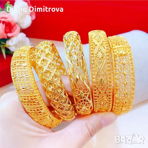 Luxury Gold Bangles Set ✨ | дамски гривни 5 бр. комплект