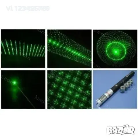 Зелен лазер 50mW с 13 дискотечни приставки, снимка 1