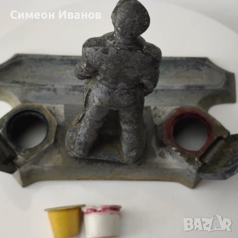 Стара комунистическа мастилница с фигура на работник ковач #6122, снимка 15 - Антикварни и старинни предмети - 51202796