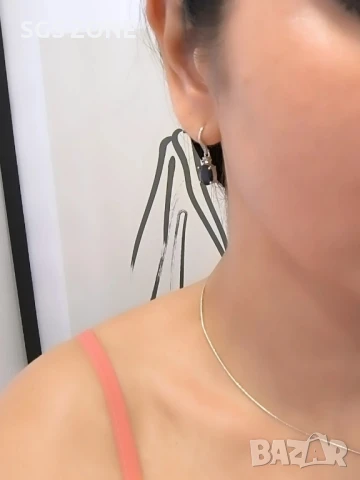 СРЕБЪРЕНИ ОБЕЦИ СЪС НАТУРАЛЕН САПФИР ИЛИ РУБИН , снимка 6 - Обеци - 51168701