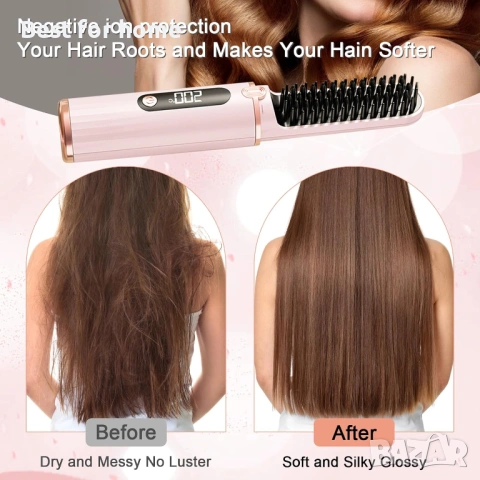 Безжична четка за изправяне на коса, снимка 6 - Друга електроника - 53316765