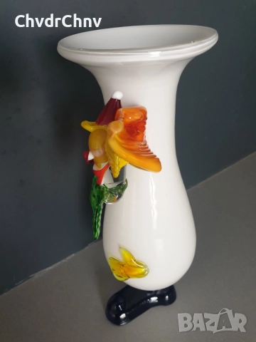 Murano 25см/стара италианска стъклена ваза-клоун от Мурано стъкло, снимка 5 - Вази - 52445965