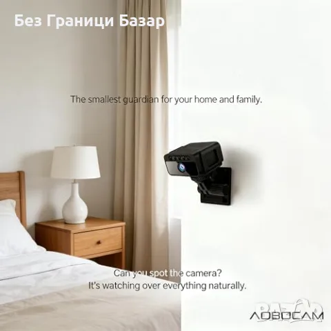Нова Мини Камера AOBOCAM 4K WiFi MicroSD слот Нощно Виждане Детектор Движение охрана дом, снимка 3 - Други - 56224075