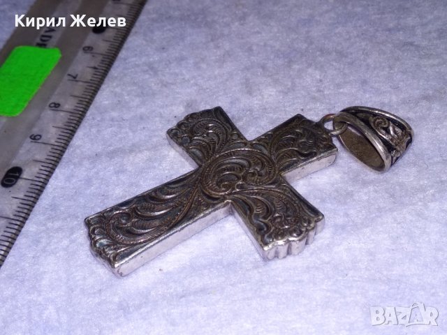 ПОСРЕБРЕН ФЛОРАЛНО ОРНАМЕНТИРАН с НИЕЛО ЕФЕКТ НАГРЪДЕН РЕТРО АРТ КРЪСТ от БЛАГОРОДНА СТОМАНА 37995, снимка 13 - Колиета, медальони, синджири - 41389440