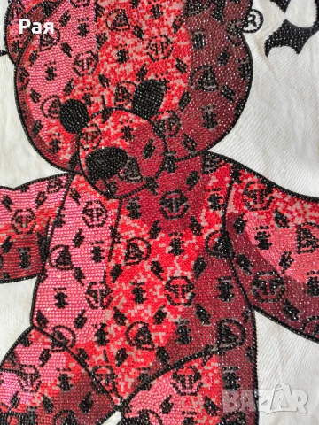 Филип Плейн Рокля тип тениска Teddy Plein с кристална украса, снимка 7 - Рокли - 50892754