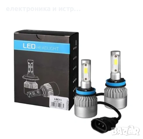 Комплект LED лед диодни крушки за фар M-TECH, H4 