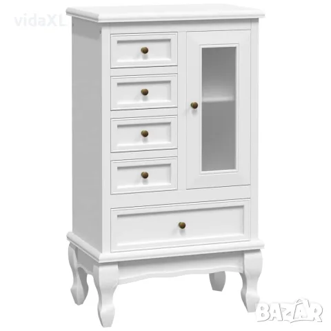 vidaXL Шкаф с 5 чекмеджета, 2 рафта, бял