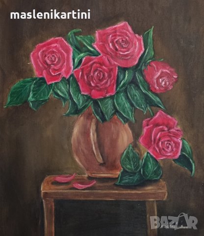 Червени рози маслена картина