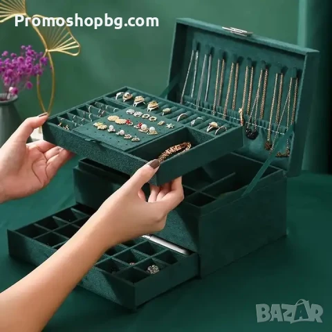 ПРЕОЦЕН ПРОДУКТ! Кутия за бижута в ЧЕРНО -размери 11 x 24,5 x 18 см, снимка 6 - Кутии за съхранение - 48431322