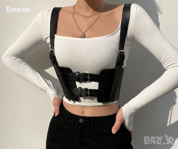 Кожен харнес корсет колан, снимка 1
