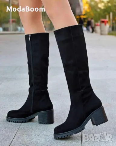 Ботуши на ток - Велур, снимка 4 - Дамски боти - 48122240