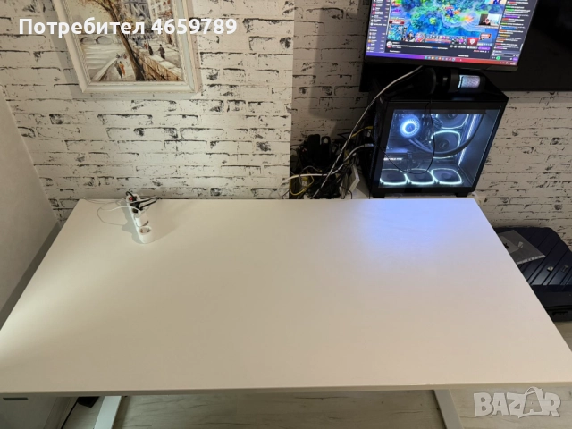 Бюро с регулируема височина, бяло, снимка 3 - Бюра - 52528318