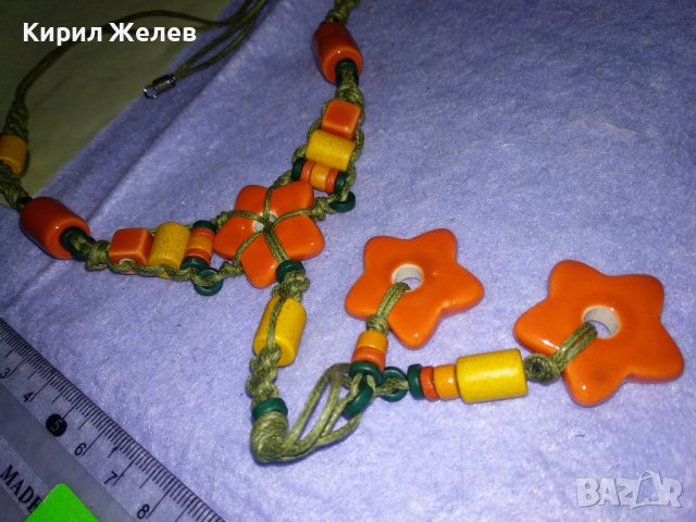 МНОГО ЕФЕКТНО и КРАСИВО ФЕШЪН АРТ КОЛИЕ ЦВЕТНА КЕРАМИКА и ПЛЕТКА ХЕНД МЕЙД УКРАШЕНИЕ 34779, снимка 6 - Колиета, медальони, синджири - 39178192