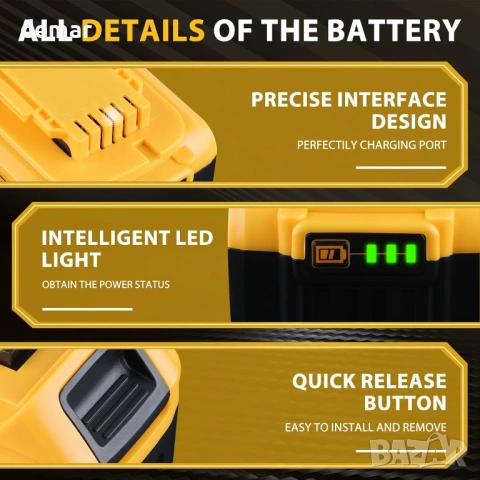 1 бр. 5.0AH литиево-йонна батерия 18V за Dewalt DCB/DCD/DCF/DCG/DCS серия, снимка 3 - Други инструменти - 53719878