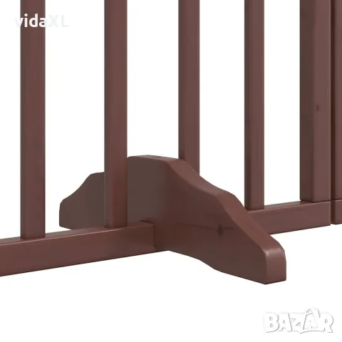 vidaXL Сгъваема преграда за куче с врата 9 панела кафява 450 см топола, снимка 8 - За кучета - 56146655