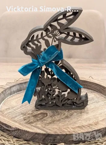 Дървена, великденска декорация - зайци, снимка 3 - Декорация за дома - 49782727