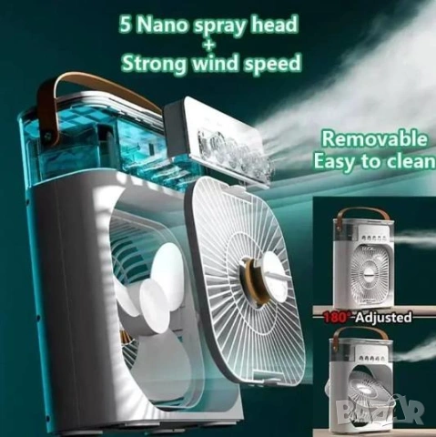 Мини Вентилатор Климатик с Водна Мъгла Безшумен Преносим Климатик за Охлаждане за Дома Офиса Къмпинг, снимка 8 - Климатици - 53807456