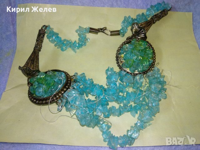 ИЗУМИТЕЛНО КРАСИВА ПОСРЕБРЕНА КРИСТАЛНА ЕТНО - АРТ СТИЛ ОГЪРЛИЦА РЪЧНА ИЗРАБОТКА 34781, снимка 2 - Колиета, медальони, синджири - 39193162