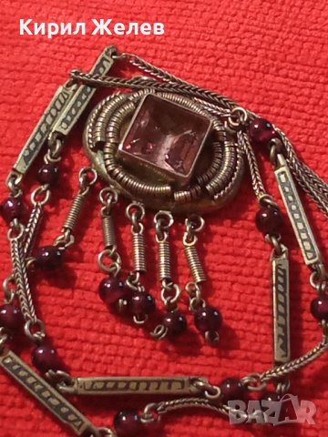 СТАРИННО СКЪПОЦЕННО СРЕБЪРНО КОЛИЕ СРЕБРО 800 с АМЕТИСТ АРТ ДЕКО АНГЛИЯ ЮВЕЛИРЕН РЪЧЕН УНИКАТ 26439, снимка 8 - Антикварни и старинни предмети - 34854596
