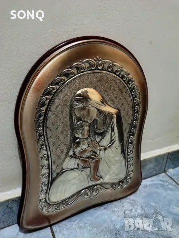 Невероятно Красива Сребърна Икона Богородица Със Младенеца, снимка 6 - Икони - 48239218