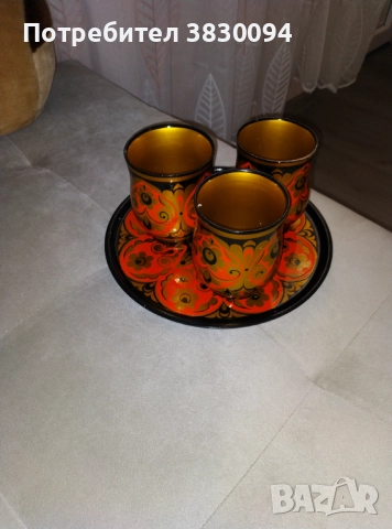 Стар рисуван.поднос, снимка 5 - Антикварни и старинни предмети - 52790541