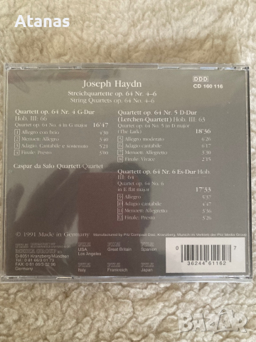 Joseph Haydn, String Quartets op.64, N4-6, снимка 2 - CD дискове - 44825194