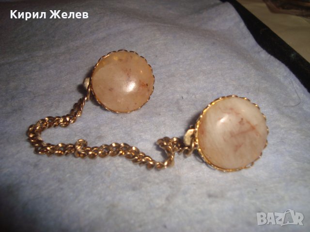 СТАРА ВИНТИДЖ СКЪПОЦЕННА БРОНЗОВА ПОЗЛАТЕНА с МАРКИРОВКИ ЗАКОПЧАКА КЛИПС за ШАЛ ЕЛЕК с ОПАЛ 20169, снимка 7 - Антикварни и старинни предмети - 35996934