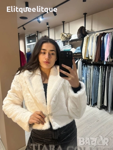 пухено късо палто , снимка 3 - Палта, манта - 52259827