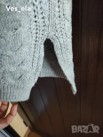 Светло сива дълга туника плетиво, снимка 4 - Блузи с дълъг ръкав и пуловери - 49118033