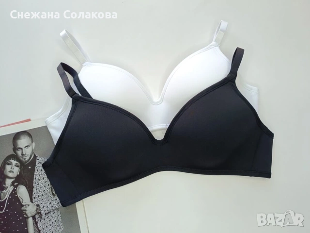 Гладък сутиен в бял и черен цвят /чашка B/, снимка 3 - Бельо - 53473138