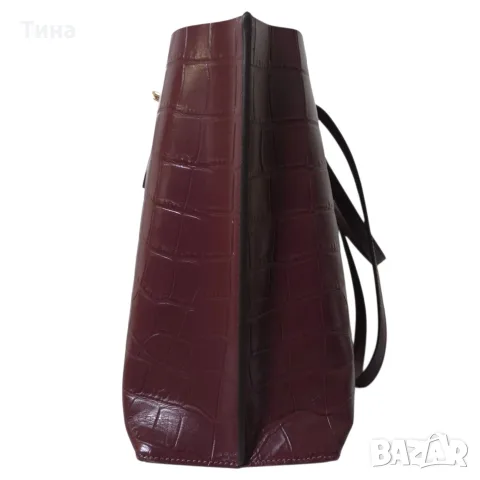 Чанта Coach Mollie Tote croc-embossed leather Dark Wine/Merlot, снимка 2 - Чанти - 55785258