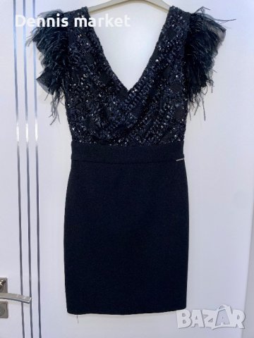 Нежна дамска рокля с пера! НОВА!