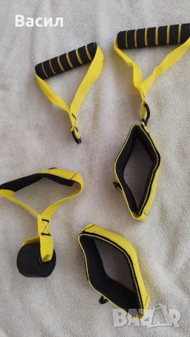 Гумени тренировъчни ластици(жълти и оранжеви) + примерна тренировка, снимка 2 - Фитнес уреди - 50310106