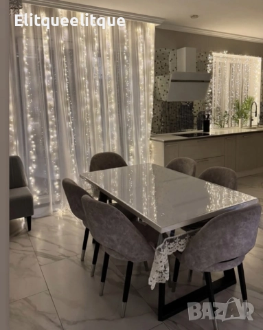 Коледна завеса от лампички / Цветове - Студено бяло, топло бяло, шарено. 