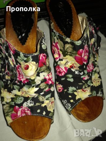 Изключително красиви дървени чехли №39 стелка 25см., снимка 2 - Чехли - 41281876