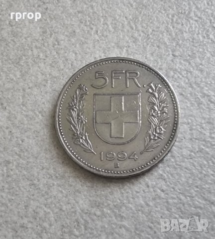 Монета. Швейцария. 5 франка. 1994 година., снимка 2 - Нумизматика и бонистика - 41764408